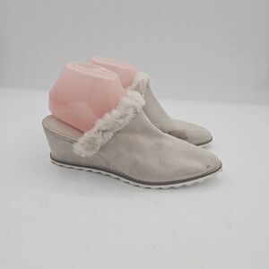 Pella Moda Era Faux Shearling Wedge Mules Blush Women's Size 9